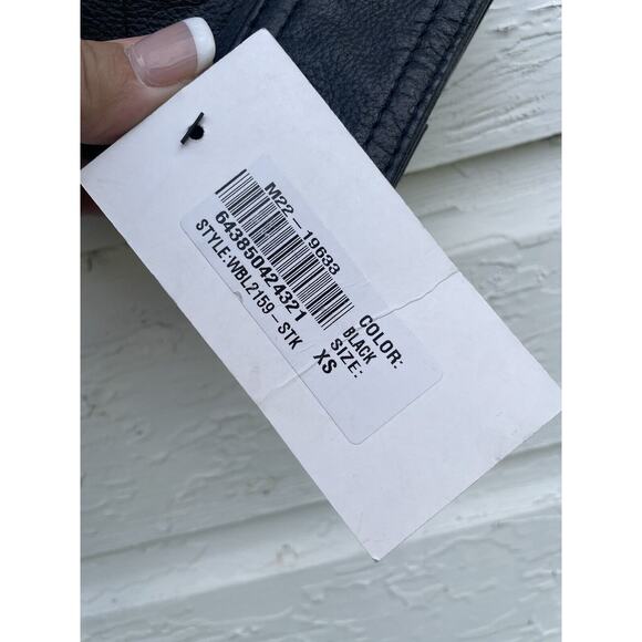 WHET BLU Leather Moto Jacket Womens XS Black Zip Snap Collar Motorcycle - Picture 8 of 15